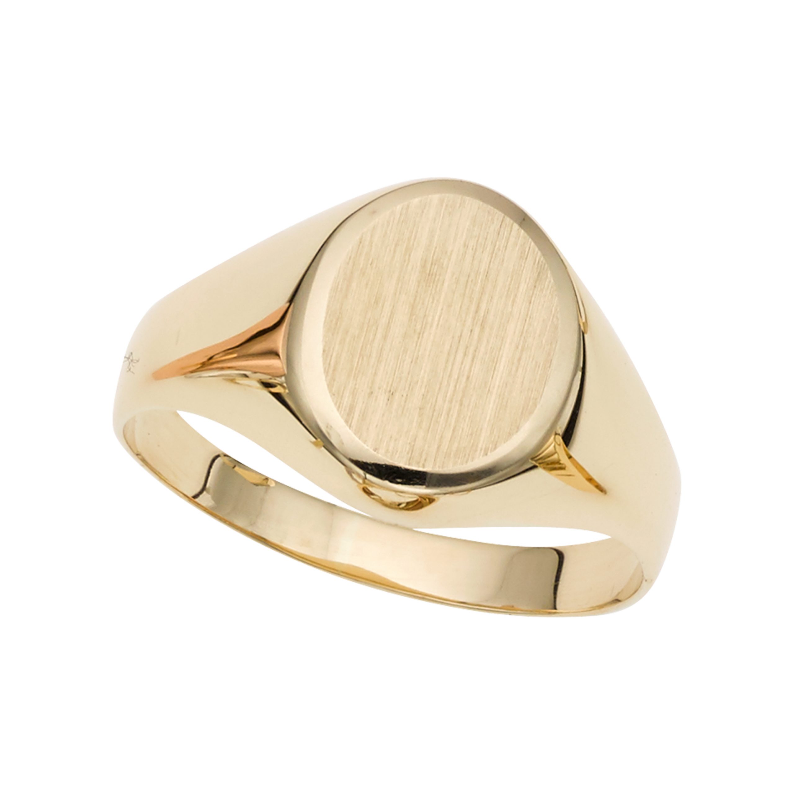 14K Gold Oval Satin Signet Ring - Beverlys Jewelers