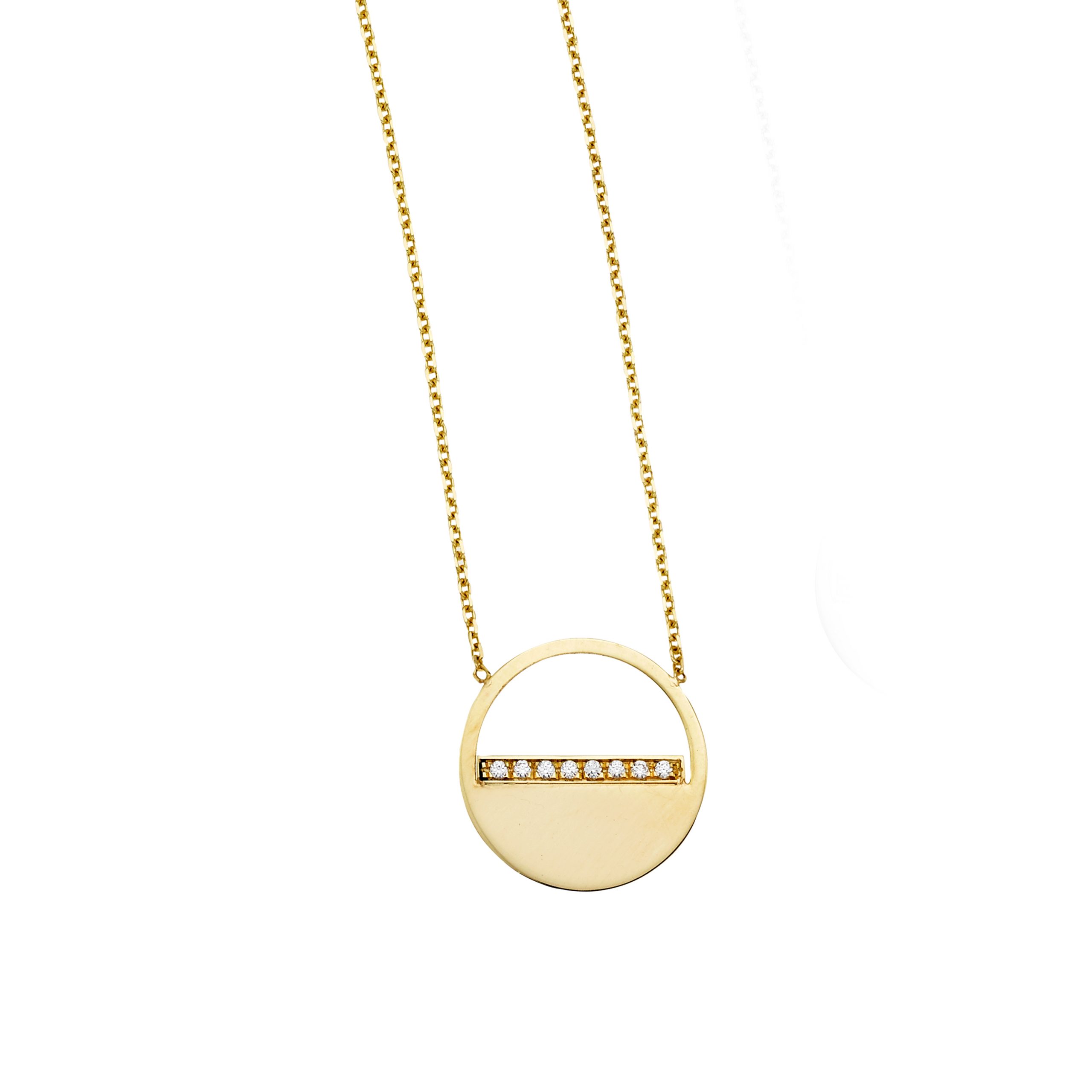 14K Gold Diamond SOHO Half Disc Necklace - Beverlys Jewelers