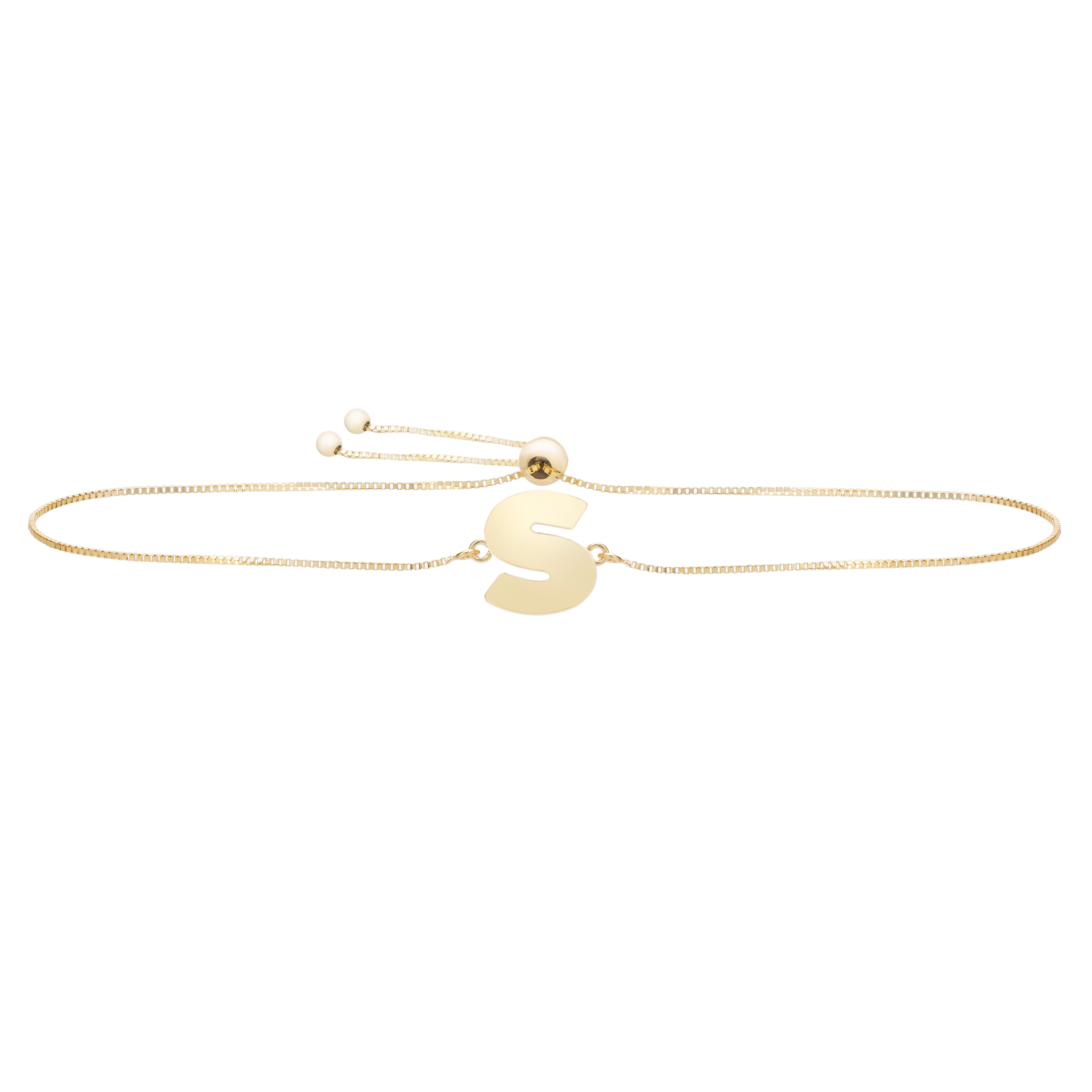14K Gold Initial S Bolo Bracelet - Beverlys Jewelers