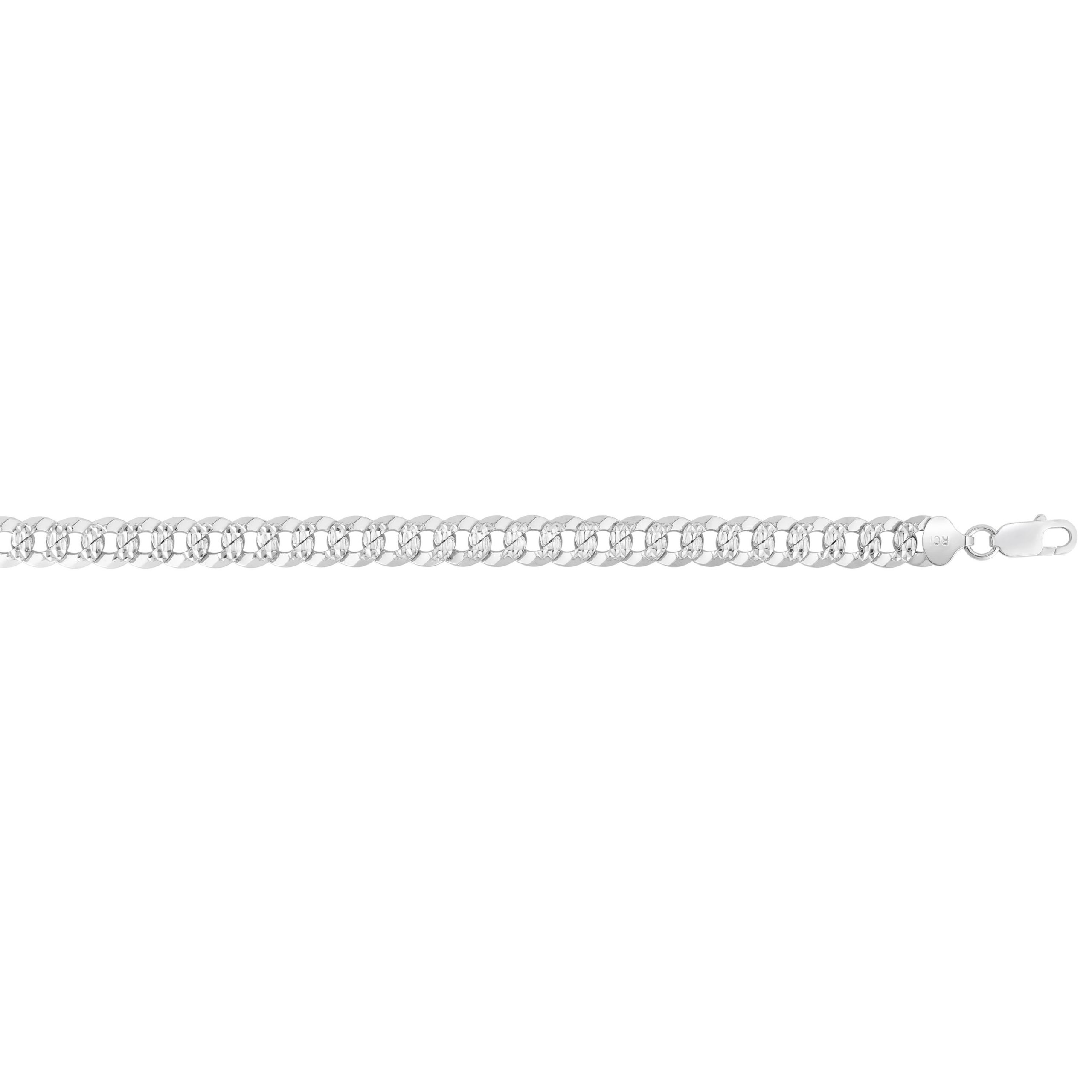 Silver 8.4mm White Pave Curb Chain - Beverlys Jewelers
